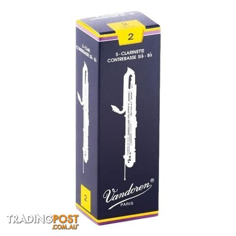 Vandoren Contrabass Clarinet Reeds Box of 5 Grade 2 - 008576110338 - AGK-VACR152