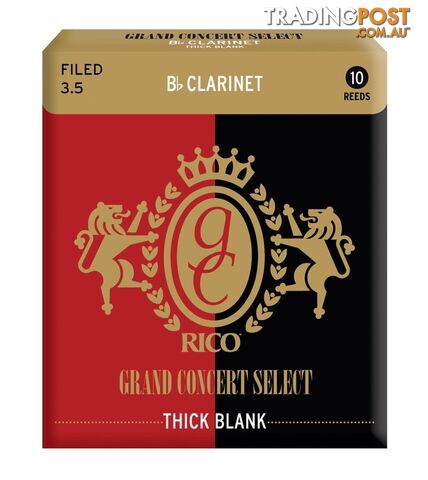 Rico Grand Concert Select Thick Blank Clarinet Reeds, Filed, Strength 3.5, 10-pack - SCM-RGT10BCL350