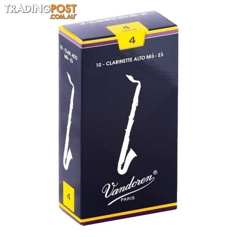 Vandoren Alto Clarinet Reed Traditional Box of 10 Grade 4 - 008576110215 - AGK-VACR144