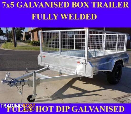 7x5 fully welded galvanised box trailer with mesh cage 1
