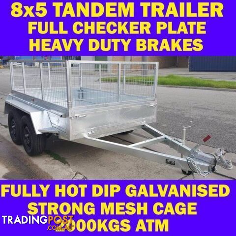 8x5 GALVANISED TANDEM TRAILER WITH CAGE BRAND NEW 2000KG 1