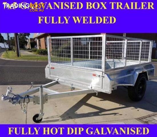 7x5 fully welded galvanised box trailer with mesh cage 1
