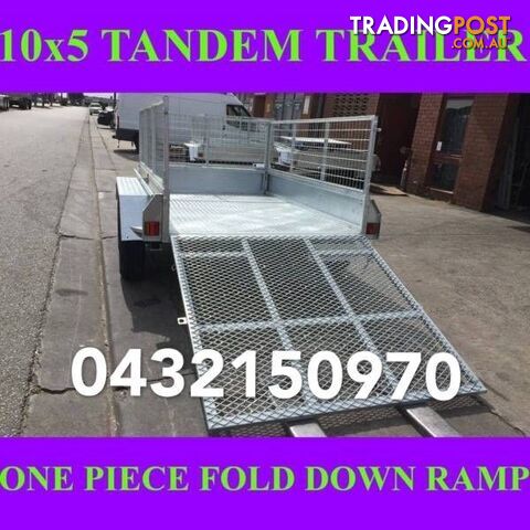 10x5 tandem trailer fully galvanised with cage & fold down ramp 1