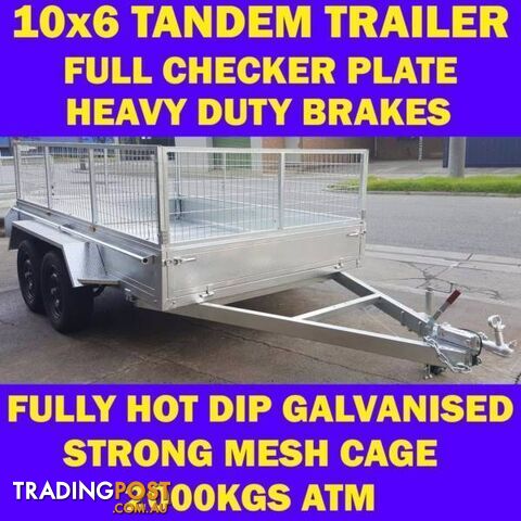 10x6 TANDEM TRAILER WITH CAGE FULLY HOP DIP GALVANISED 1