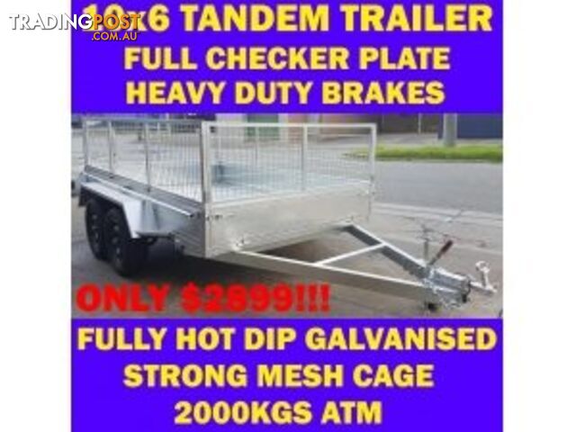 10X6 GALVANISED TANDEM TRAILER BOX TRAILER WITH CAGE 2000KGS sa