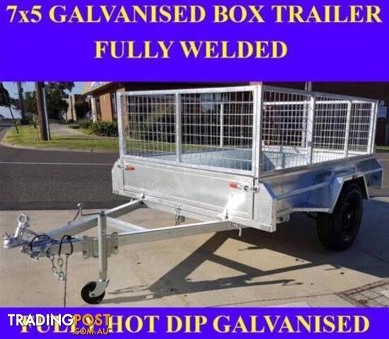 7x5 fully welded galvanised box trailer with mesh cage 1