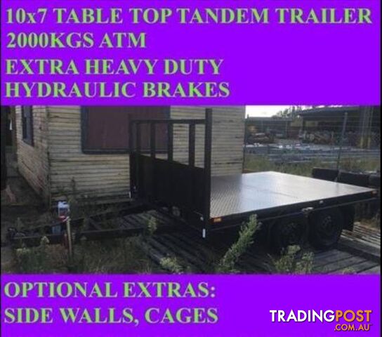 10x7 table top flatbed tandem trailer 2000kgs also have 10x6 10x5