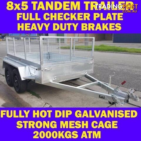 8x5 GALVANISED TANDEM TRAILER WITH CAGE BRAND NEW 2000KG 1