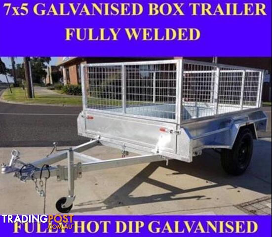 7x5 FULLY WELDED GALVANISED BOX TRAILER WITH MESH CAGE 1