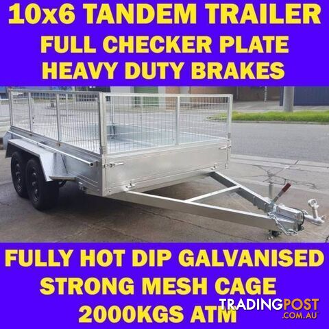 10x6 TANDEM TRAILER WITH CAGE FULLY HOP DIP GALVANISED 1