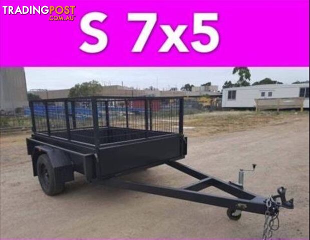 7x5 BOX TRAILER HEAVY DUTY CAGED 1 PCE FOLD FULL CHECKER PLATE