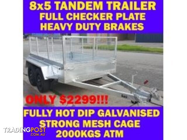 8X5 GALVANISED TANDEM TRAILER WITH CAGE CRATE BOX TRAILER sa