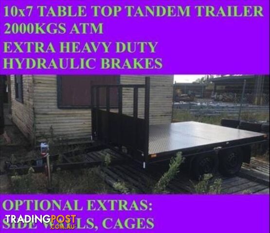 10x7 table top flatbed tandem trailer 2000kgs also have 10x6 10x5