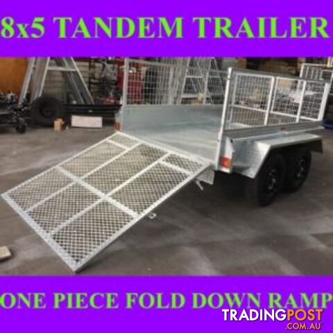 8X5 GALVANISED TANDEM TRAILER WITH RAMP AND CAGE BOX TRAILER sa
