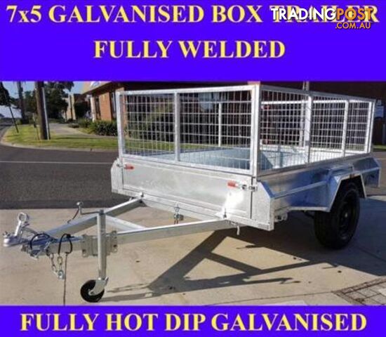 7x5 fully welded galvanised box trailer with mesh cage 1