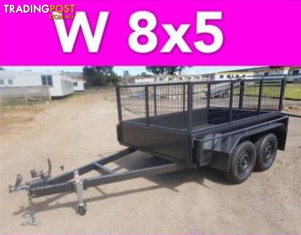 8x5 TANDEM TRAILER WITH CAGE EXTRA HEAVY DUTY FULL CHECKER PLATE