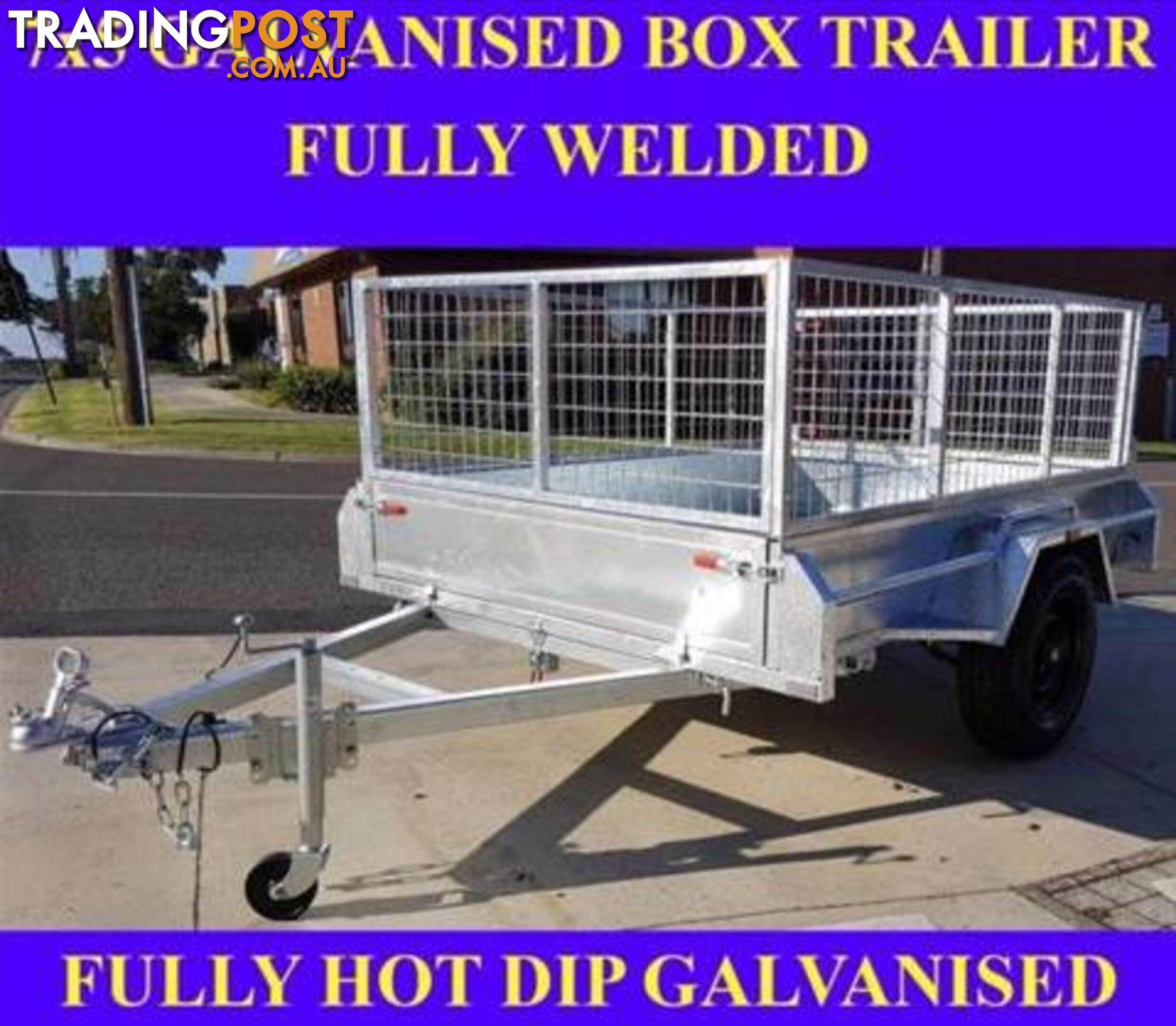 7x5 fully welded galvanised box trailer with mesh cage 1