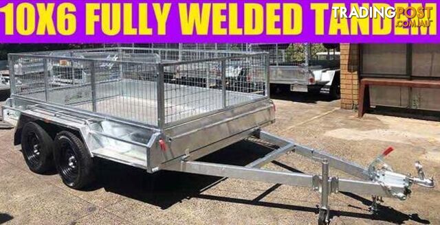 10X6 FULLY WELDED GALVANISED TANDEM CAGED TRAILER BOX TRAILER