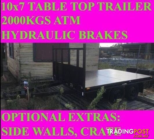 10x7 table top tandem trailer flatbed 2000kgs also got 10x5 10x6