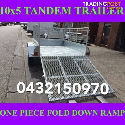 10x5 tandem trailer fully galvanised with cage & fold down ramp 1