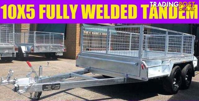 10X5 FULLY WELDED TANDEM TRAILER GALVANISED WITH CAGE BOX TRAILER
