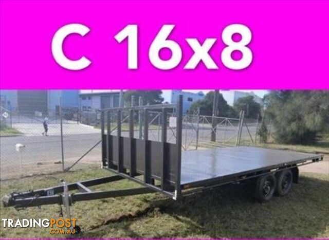 16x8 table top tandem trailer flatbed extra heavy duty 2000kg ATM