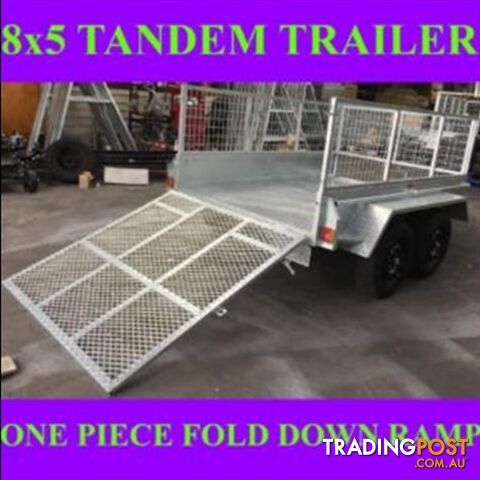 8X5 GALVANISED TANDEM TRAILER WITH FOLD DOWN RAMP 2000KGS ATM 1