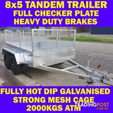 8x5 GALVANISED TANDEM TRAILER WITH CAGE BRAND NEW 2000KG 1