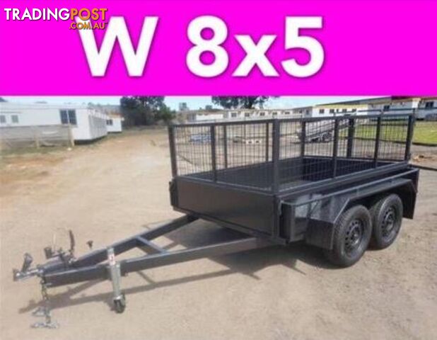 8x5 TANDEM TRAILER WITH CAGE EXTRA HEAVY DUTY FULL CHECKER PLATE