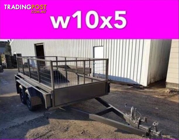 10x5 TANDEM TRAILER WITH CAGE EXTRA HEAVY DUTY FULL CHECKER PLATE