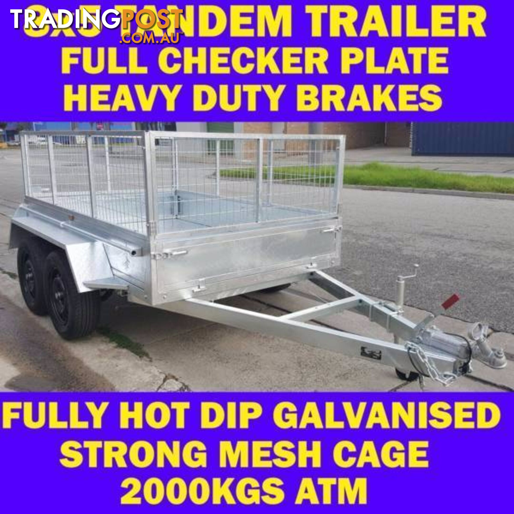 8x5 GALVANISED TANDEM TRAILER WITH CAGE BRAND NEW 2000KG 1