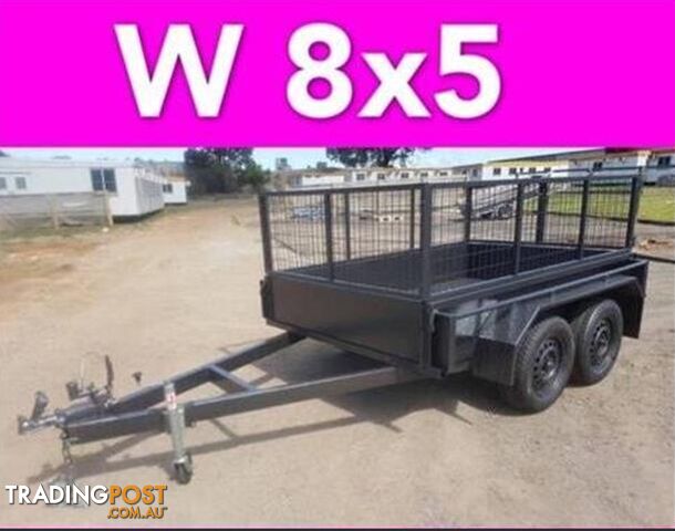 8x5 TANDEM TRAILER WITH CAGE EXTRA HEAVY DUTY FULL CHECKER PLATE