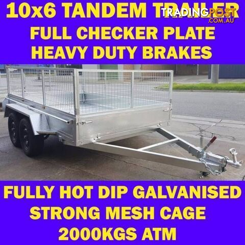 10x6 TANDEM TRAILER WITH CAGE FULLY HOP DIP GALVANISED 1