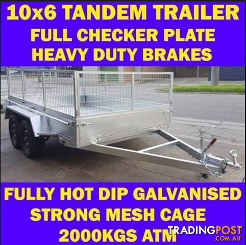 10x6 TANDEM TRAILER WITH CAGE FULLY HOP DIP GALVANISED 1