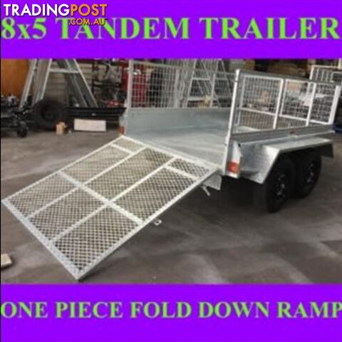 8X5 GALVANISED TANDEM TRAILER WITH FOLD DOWN RAMP 2000KGS ATM 1