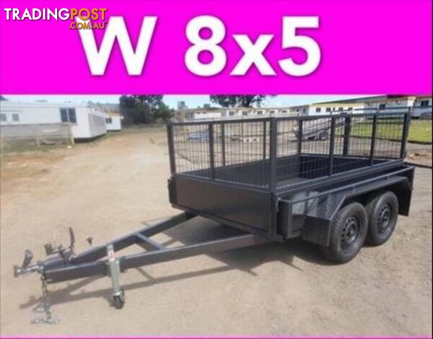 8x5 TANDEM TRAILER WITH CAGE EXTRA HEAVY DUTY FULL CHECKER PLATE