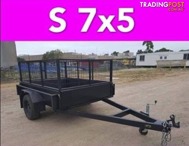 7x5 BOX TRAILER HEAVY DUTY CAGED 1 PCE FOLD FULL CHECKER PLATE