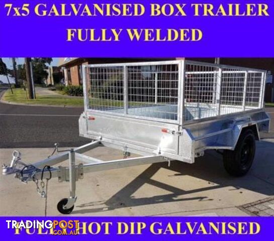 7x5 fully welded galvanised box trailer with mesh cage 1