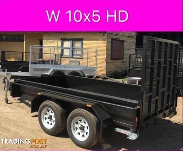 10x5 HD tandem trailer w ramp 2ton 1 pc fold 2.5mm checker plate