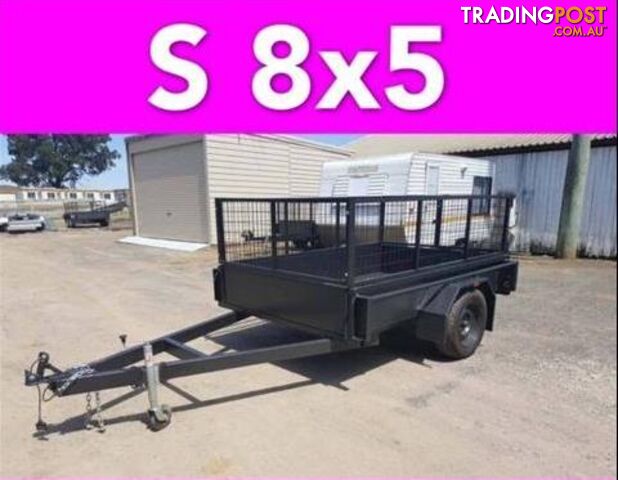 8x5 BOX TRAILER HEAVY DUTY CAGED 1 PCE FOLD FULL CHECKER PLATE