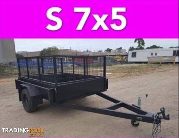 7x5 BOX TRAILER HEAVY DUTY CAGED 1 PCE FOLD FULL CHECKER PLATE