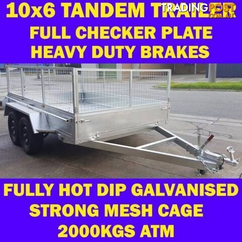 10x6 TANDEM TRAILER WITH CAGE FULLY HOP DIP GALVANISED 1