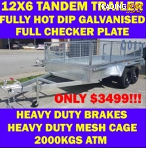 12X6 FULLY GALVANISED TANDEM TRAILER CRATE CAGE BOX TRAILER sa