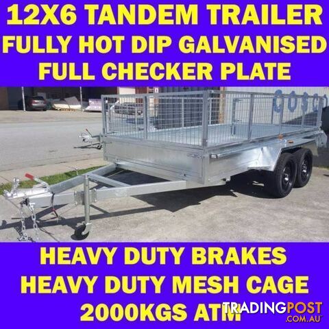 12x6 tandem trailer fully galvanised heavy duty trailer w cage 1