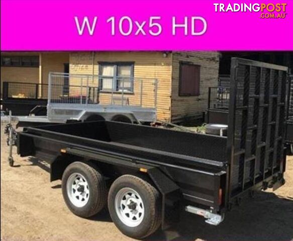 10x5 HD tandem trailer w ramp 2ton 1 pc fold 2.5mm checker plate