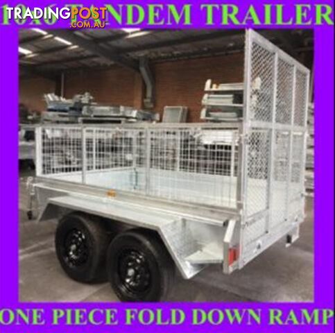 10x6 TANDEM TRAILER WITH CAGE FOLD DOWN RAMP HOP DIP GALVANISED 1