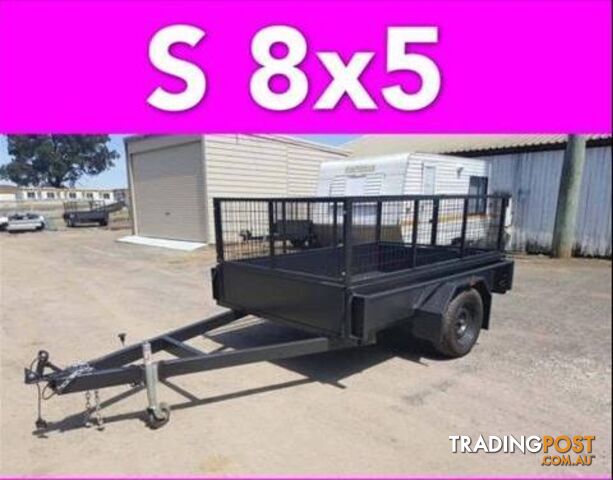 8x5 BOX TRAILER HEAVY DUTY CAGED 1 PCE FOLD FULL CHECKER PLATE