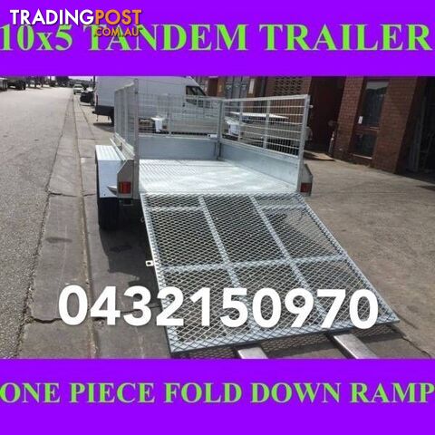 10x5 tandem trailer fully galvanised with cage & fold down ramp 1