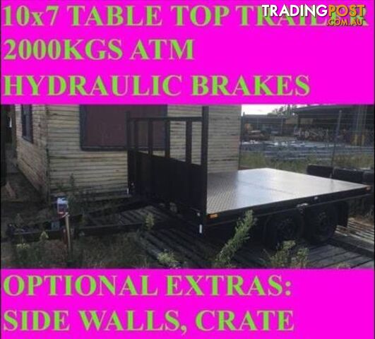 10x7 table top tandem trailer flatbed 2000kgs also got 10x5 10x6