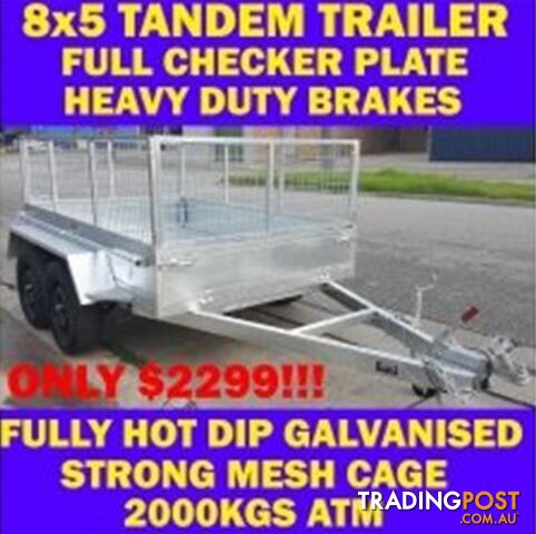 8X5 GALVANISED TANDEM TRAILER WITH CAGE CRATE BOX TRAILER sa